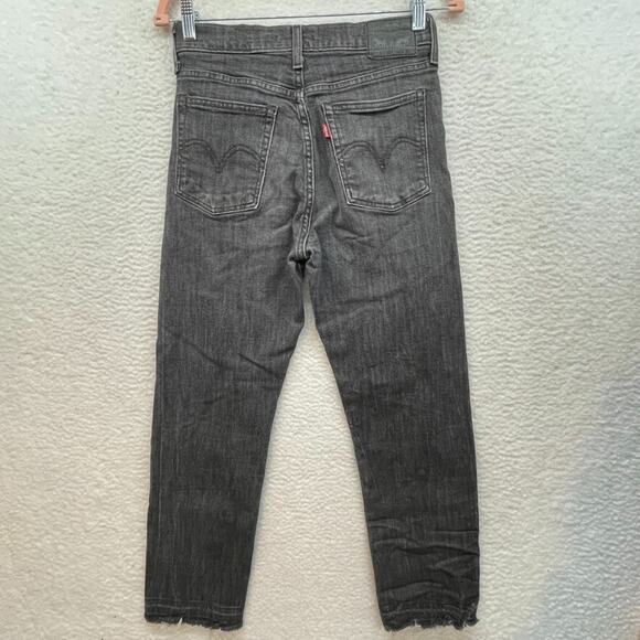 Levis Jeans Womens 27 Gray Wedgie Straight Raw Hem Button Fly High Rise 90s - Picture 2 of 14